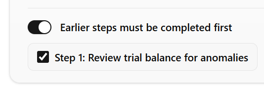 Workflow step dependencies showing the order steps must be completed in