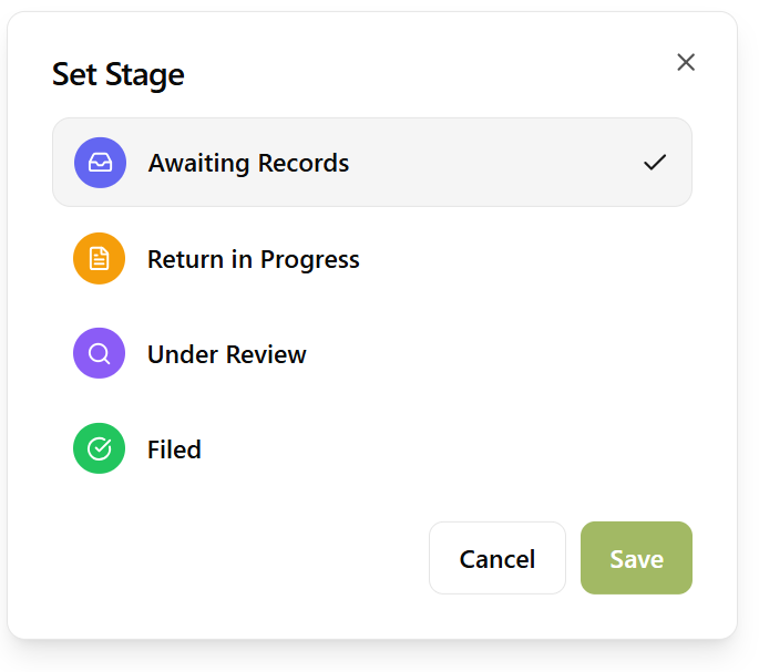 Setting a service stage on a client