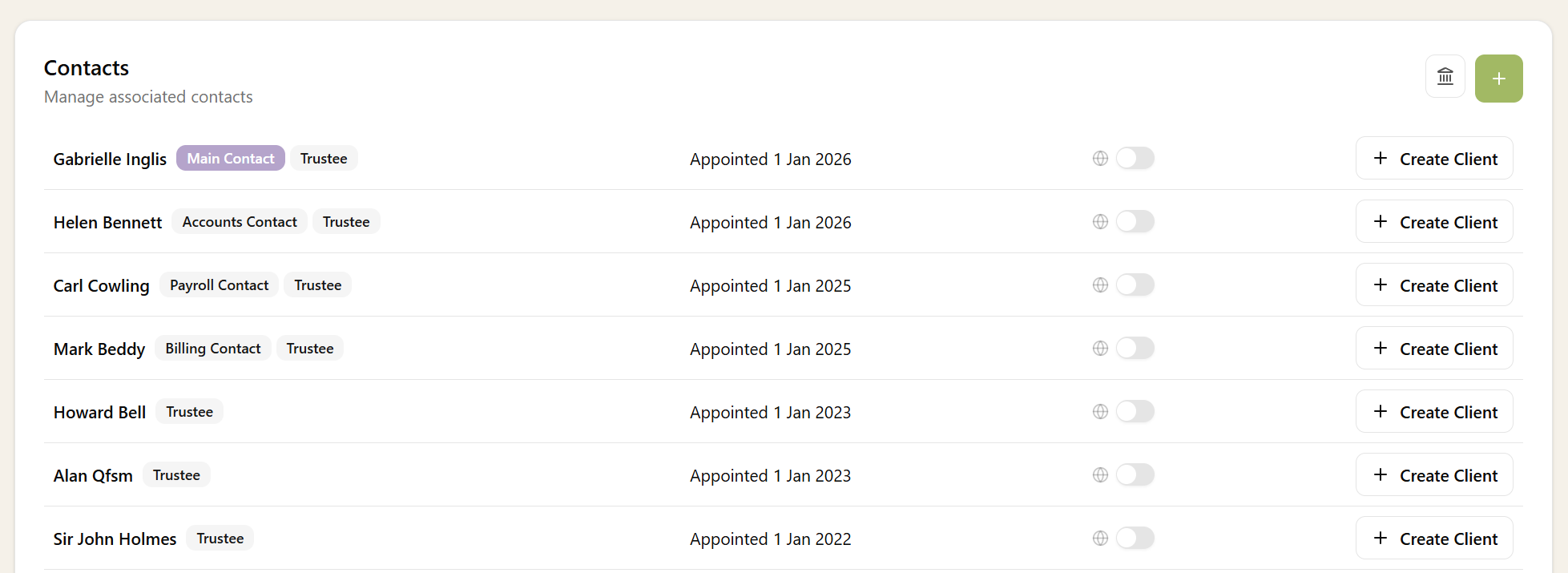 Trustees from the Charity Commission register, matched to existing contacts